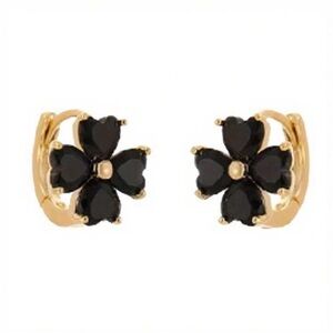 Black Flower Hoop Earrings